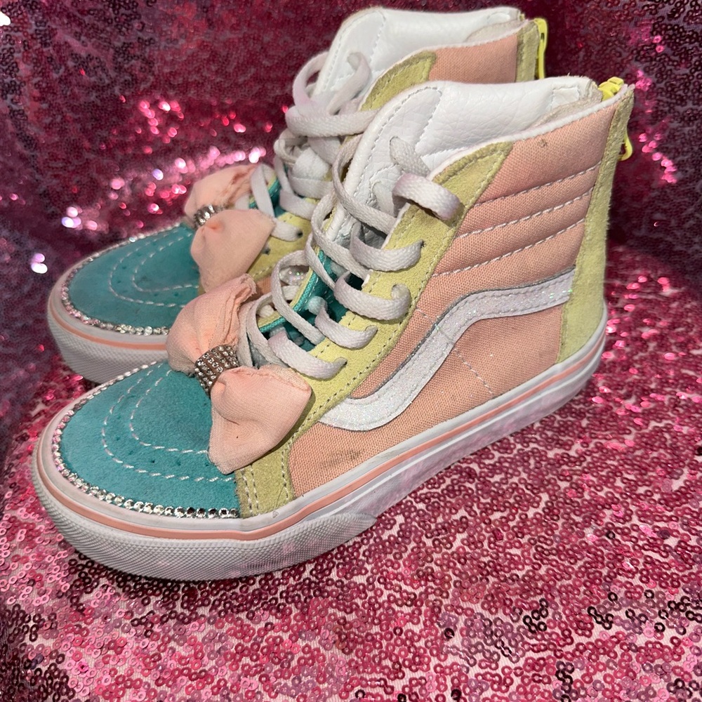 Vans Kids Pastel High-Top Sneakers in Teal and Pink